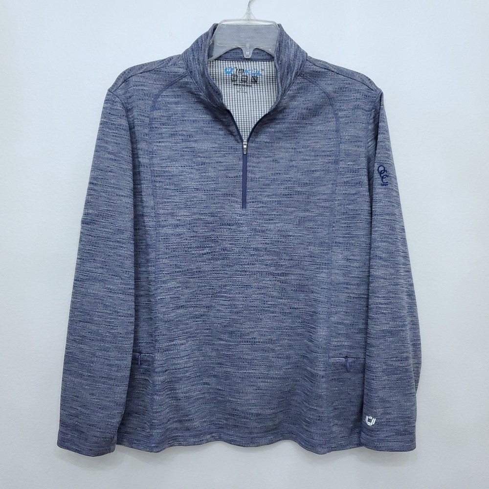 Ibkul Space Dye Mini Grid Waffle Knit 1/4 Zip Men's Pullover Top Size Large