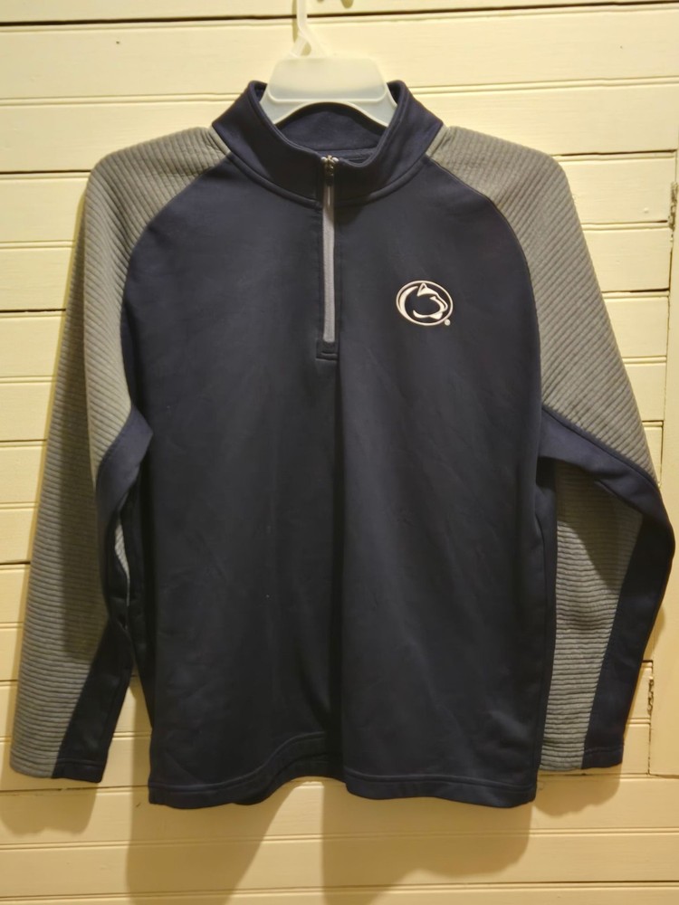 Rivalry Threads 91 Pullover Mens L Navy Gray Quarter Zip Athletic Top Logo