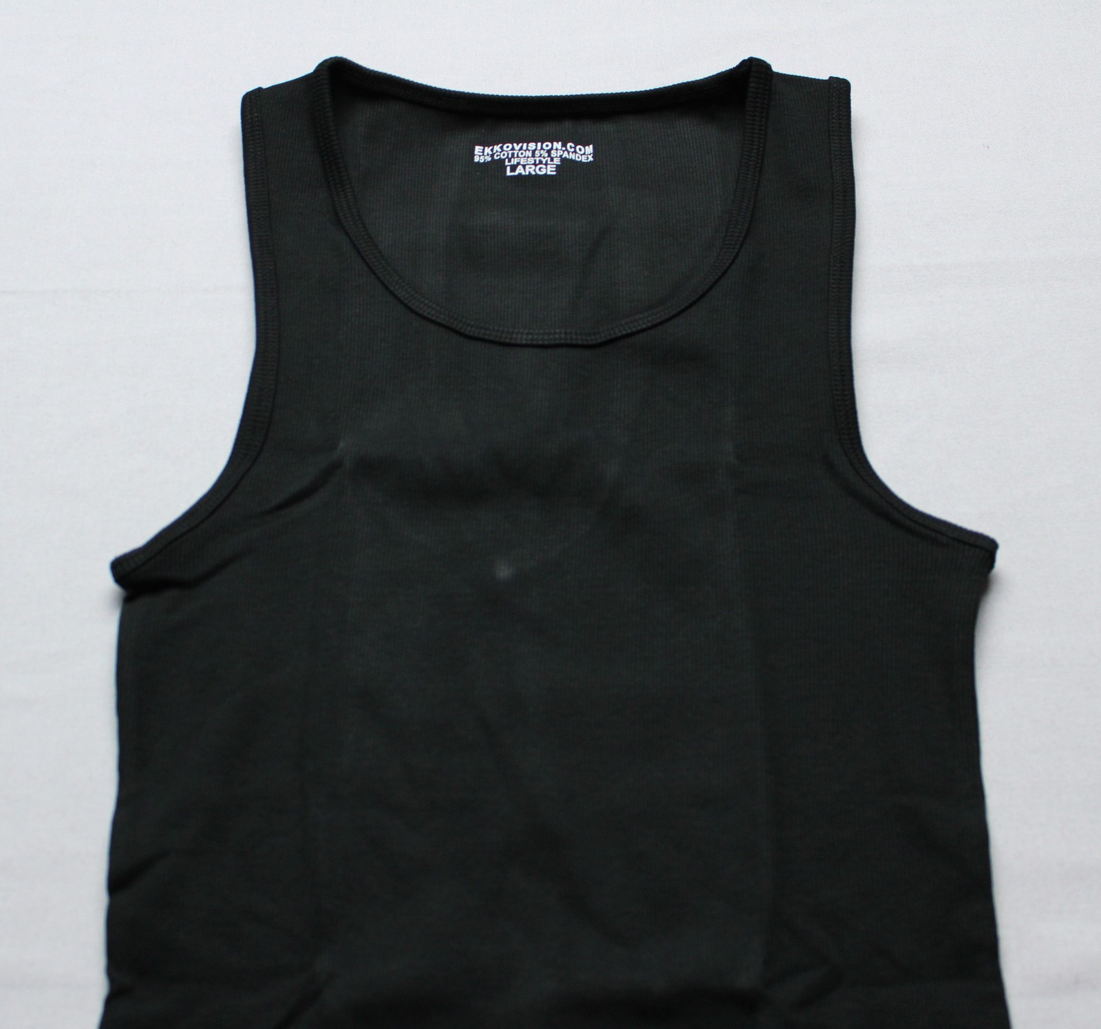 Ekkovision Men's Solid Ribbed Lifestyle Beater Tank Top EJ3 Black Large gallery
