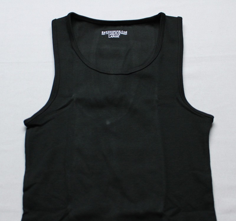 Ekkovision Men's Solid Ribbed Lifestyle Beater Tank Top EJ3 Black Large gallery