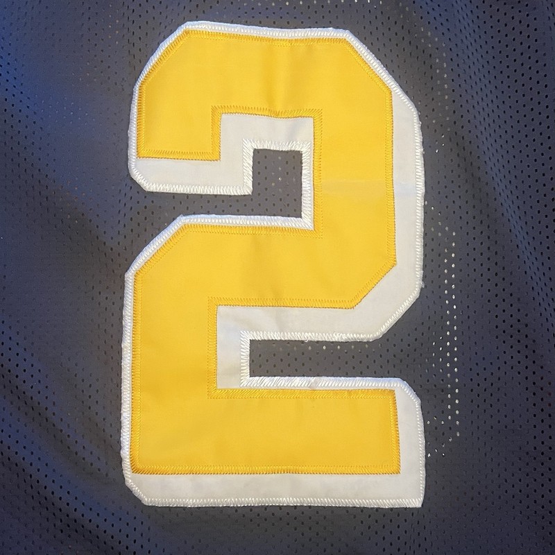Steve & Barry's Men's #2 Football Jersey Blue/Yellow M V-Neck Mesh Breathable gallery