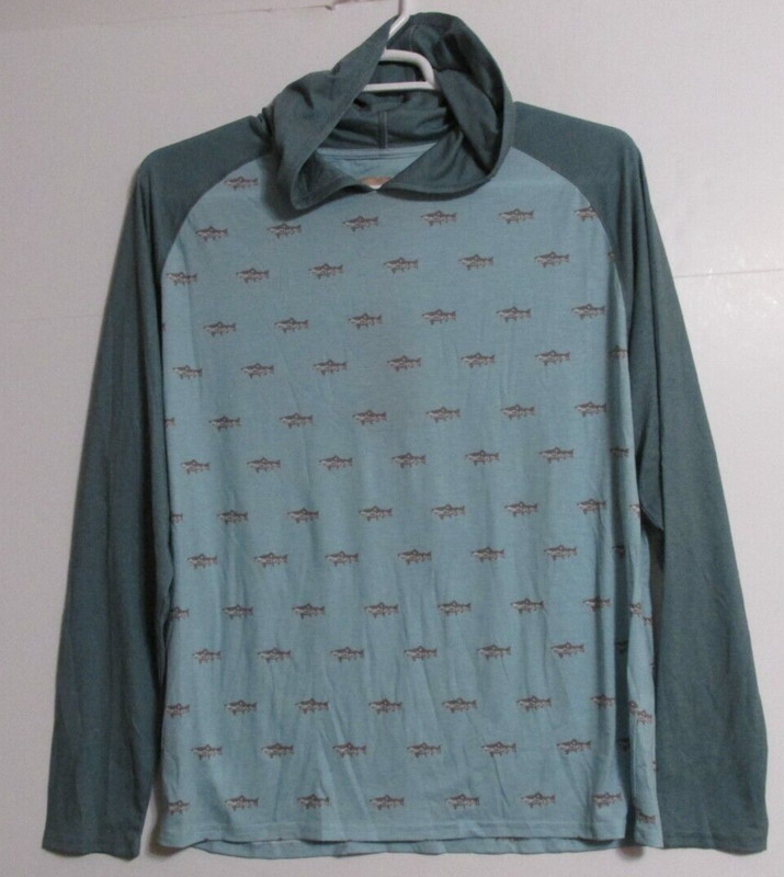 Men's Jack + Sage Wild Catch UV Tech UPF 50 Sun Hoodie Aqua Heather Size Large gallery