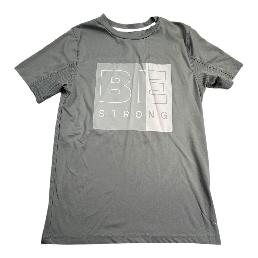 Xersion Gray BE STRONG Athletic TShirt Top Mens Large Short Sleeve Polyester