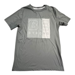 Xersion Gray BE STRONG Athletic TShirt Top Mens Large Short Sleeve Polyester