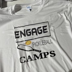 Engage Pickleball Camps T-Shirt Men’s M Active Polyester Short Sleeve White