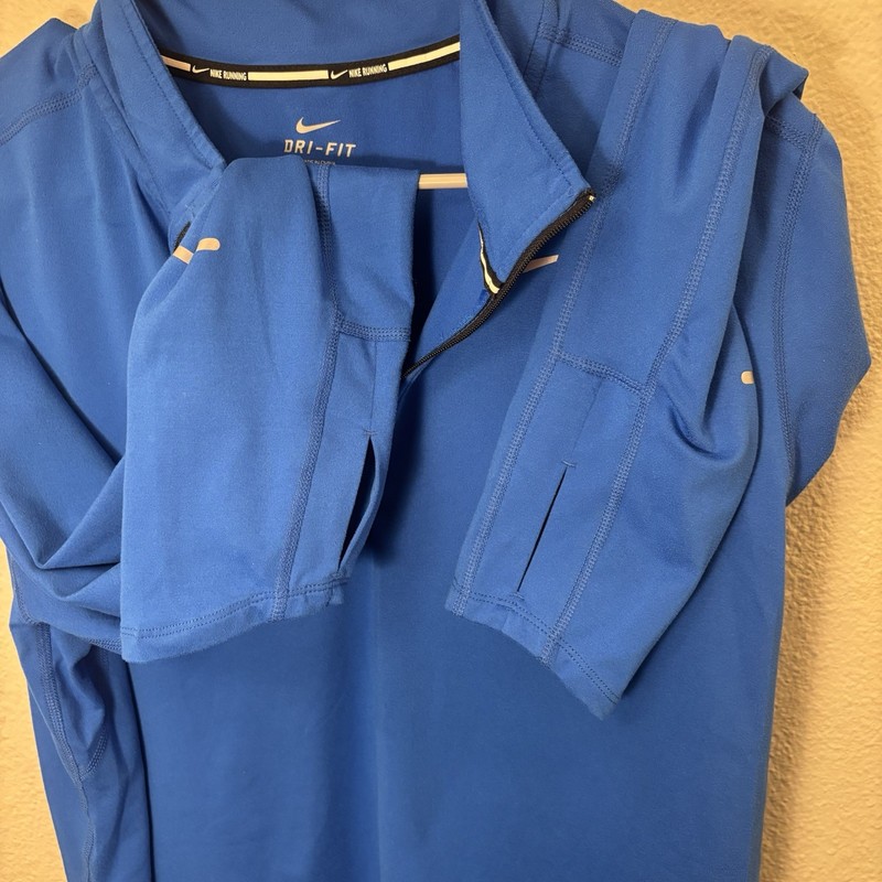 Nike Dri-FIT Men's 1/4 Zip Moisture Wicking Running Top Blue Long Sleeve L gallery