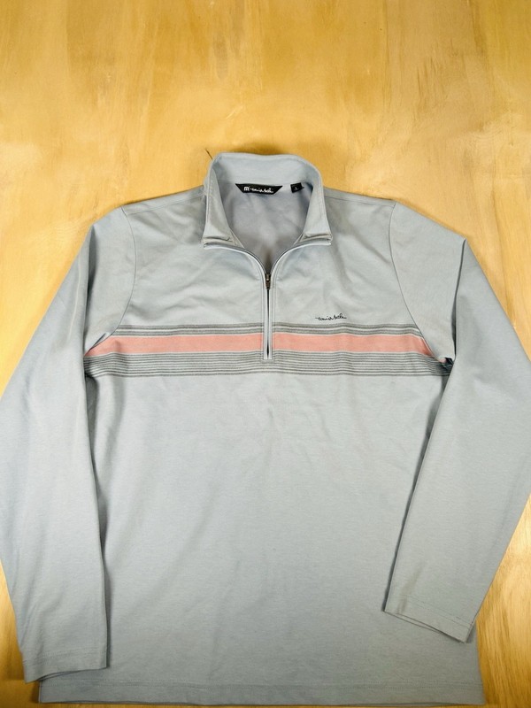 Travis Mathew 1/4 Zip Pullover Mens L Gray Performance Golf Long Sleeve Striped gallery