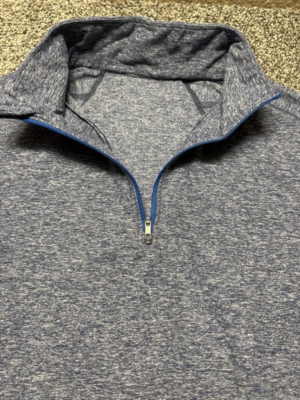 Lululemon 1/4 Zip Pullover Mens Small Blue Heather Running Thumb Straps gallery
