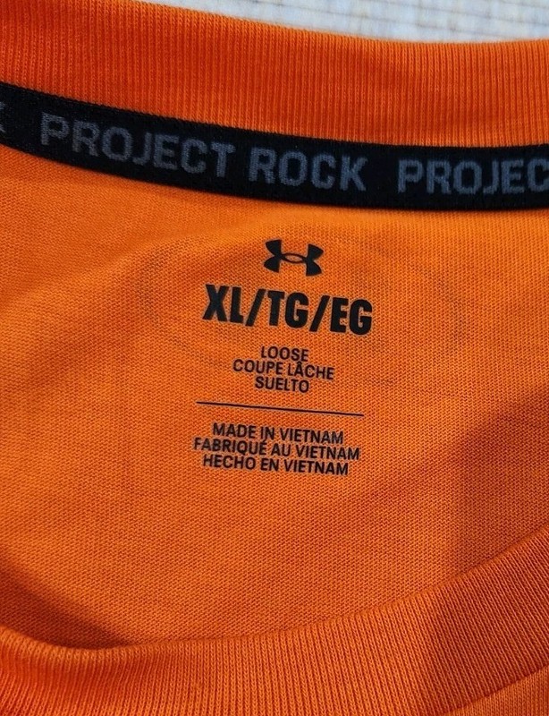 Under Armour Project Rock Brahma Bull Shirt Mens XL Orange Loose Fit Workout Gym gallery