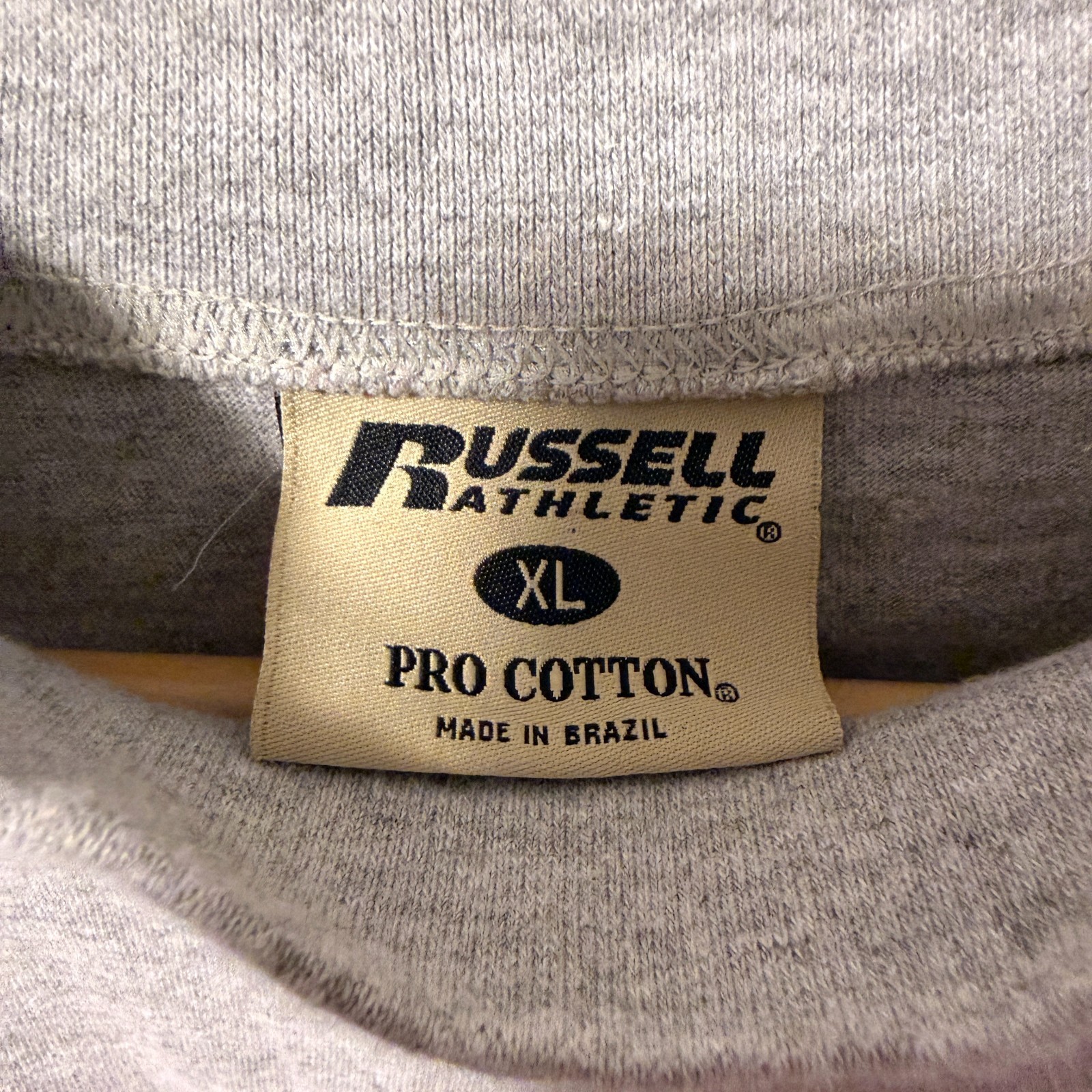 Russell Athletic Pro Cotton Long Sleeve Shirt XL Gray Mock Neck Vintage 90s gallery