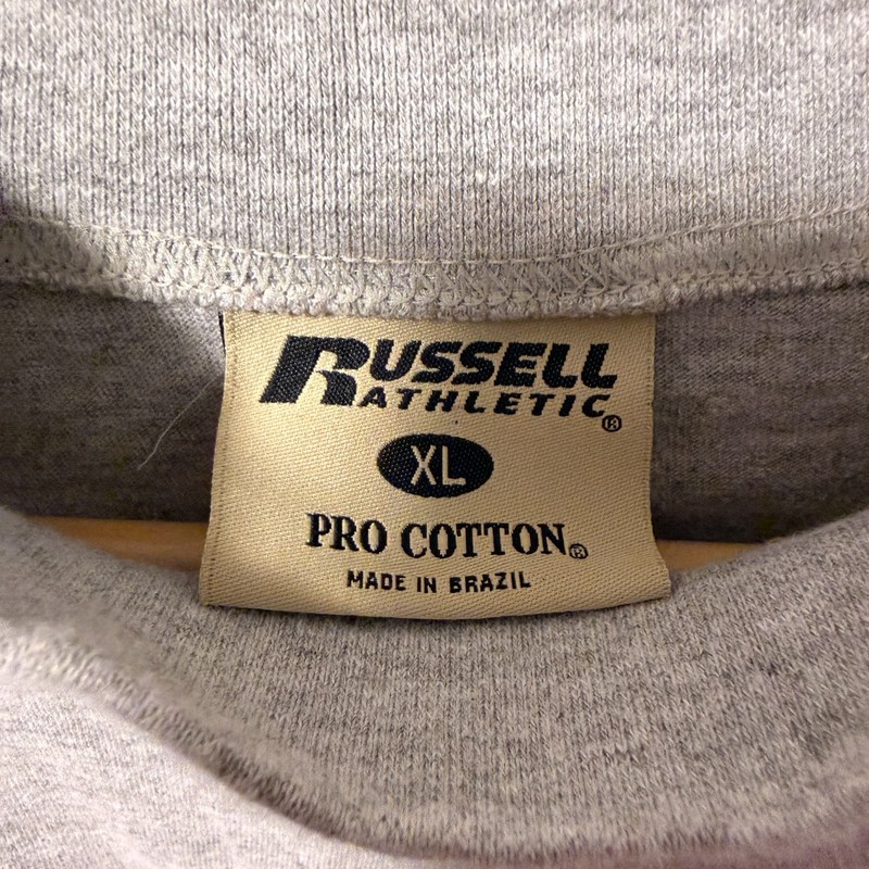 Russell Athletic Pro Cotton Long Sleeve Shirt XL Gray Mock Neck Vintage 90s gallery