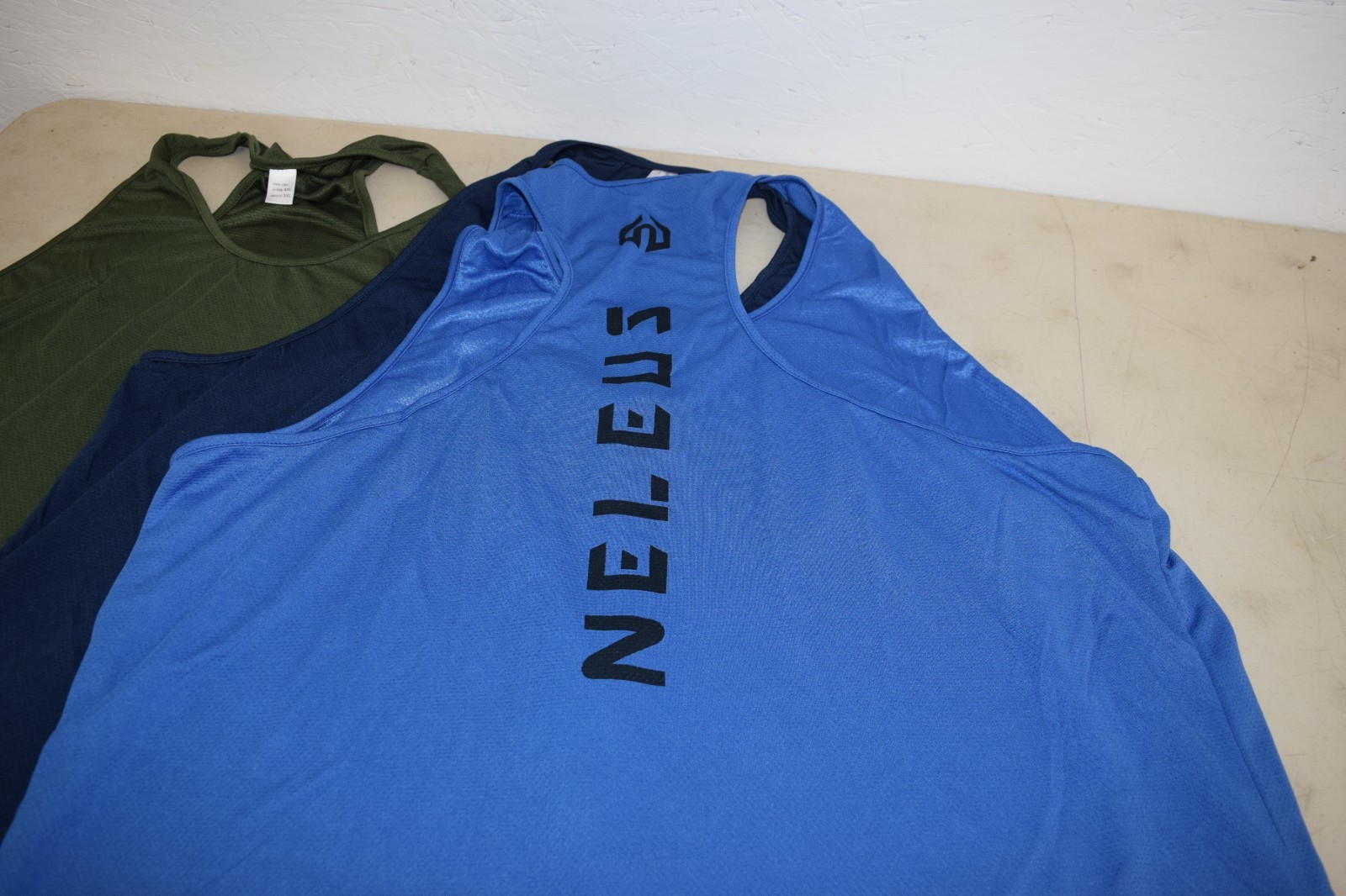 3 Pack Men's Neleus Running Athletic Shirts Racerback Tank Blue Green Navy 3XL gallery
