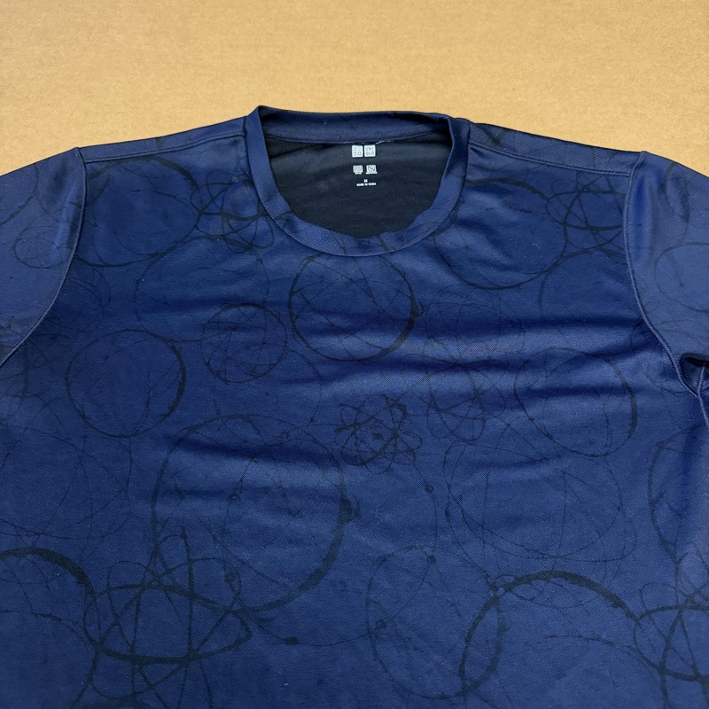 Futura X Uniqlo DRY-EX Shirt Mens Medium Blue Geometric Print Quick Dry Tee gallery