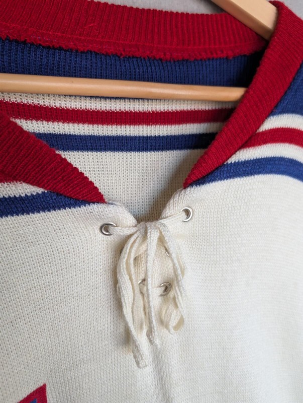 Vintage New York Rangers NHL Heritage Knit Hockey Jersey 10 White 4XL Rare gallery