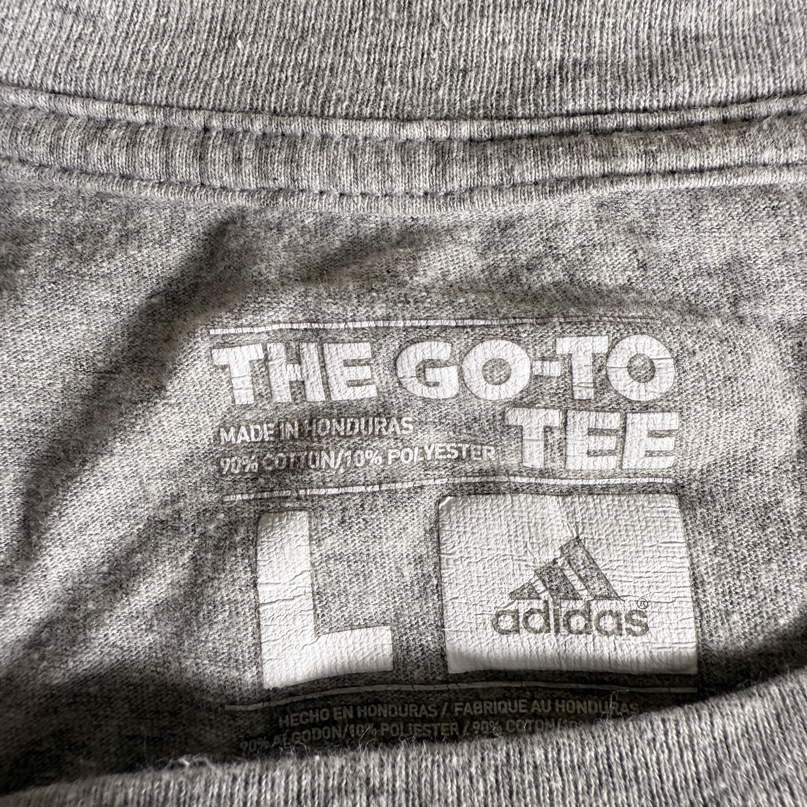 Adidas Shirt Mens Large Gray Go-To Tee Athletic Logo Three Stripes Graphic Top gallery