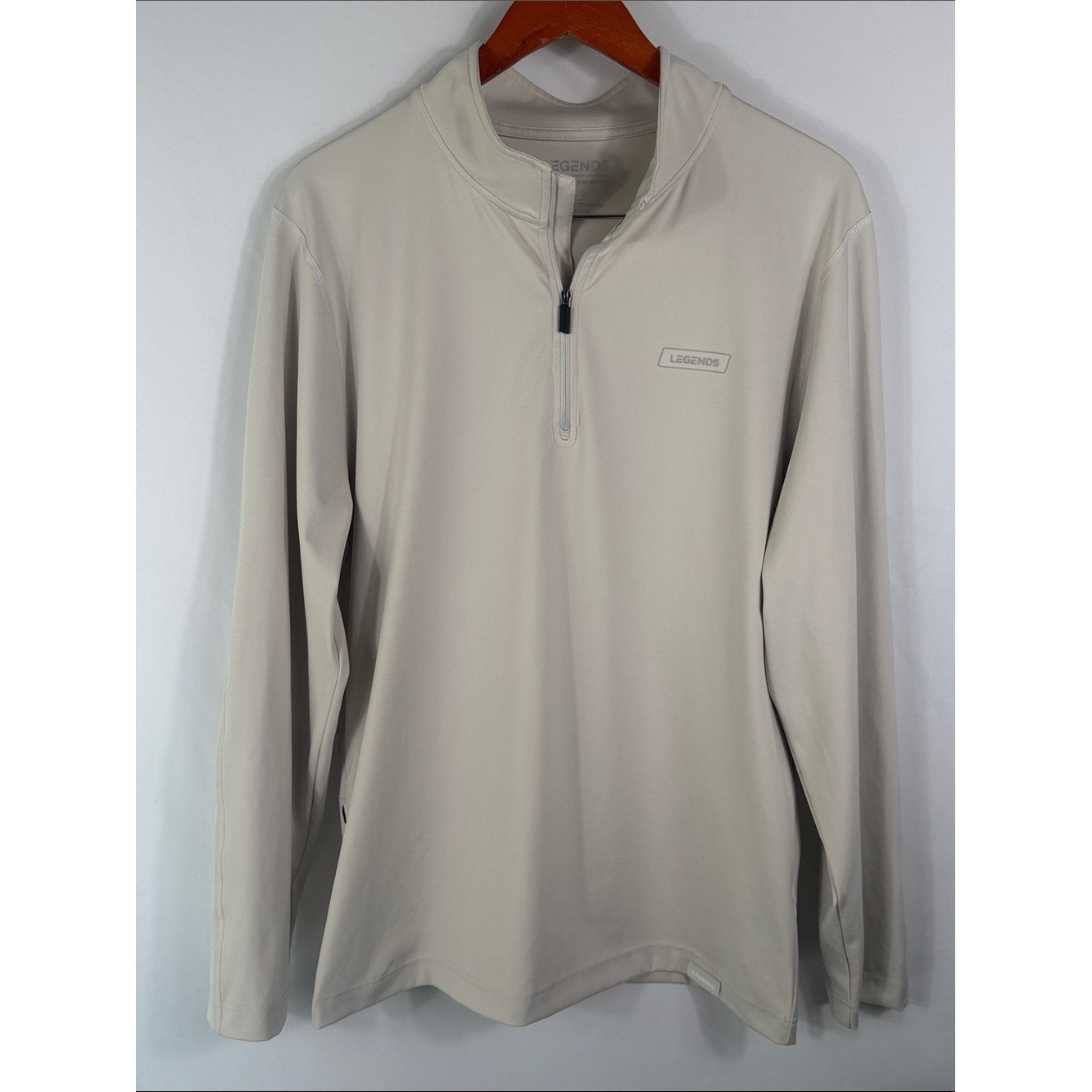 Legends Light Beige Quarter-Zip Pullover Performance Long Sleeve. Mens Size L gallery
