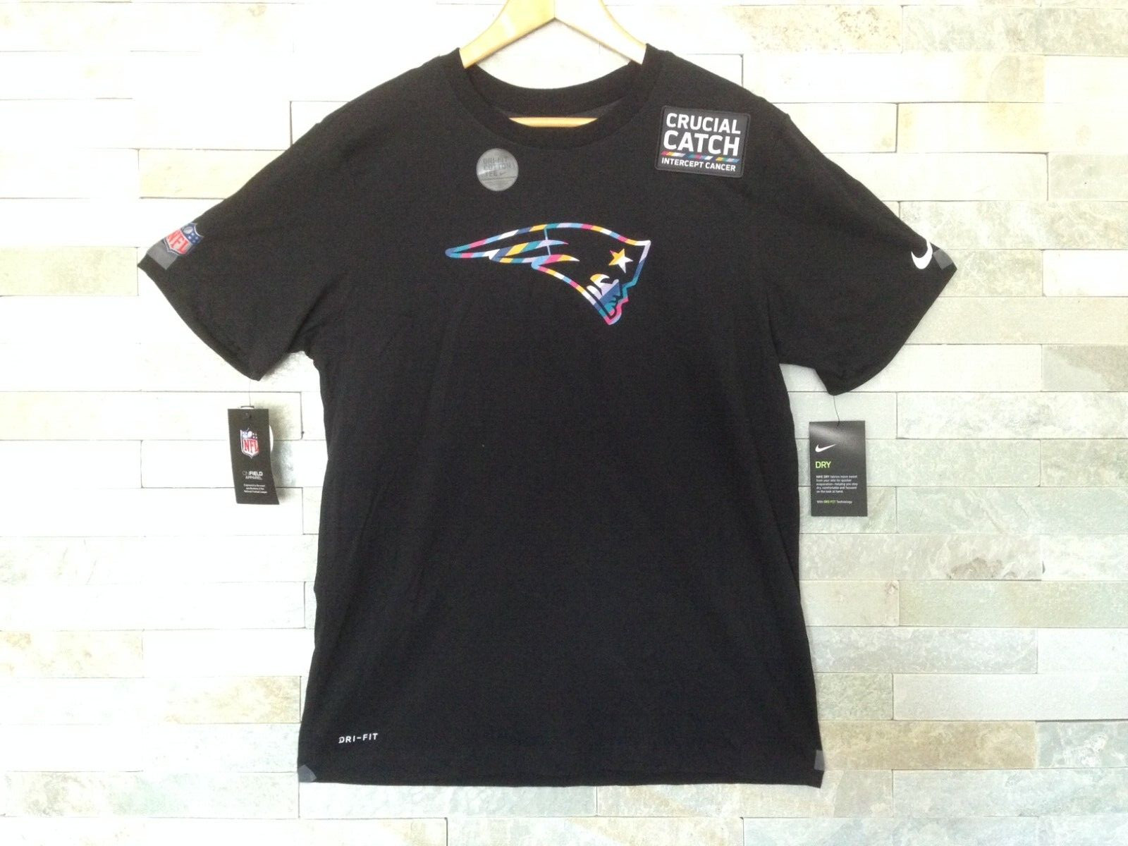 Nike Dri-FIT New England Patriots NFL Crucial Catch T-Shirt Black Men's Size M gallery