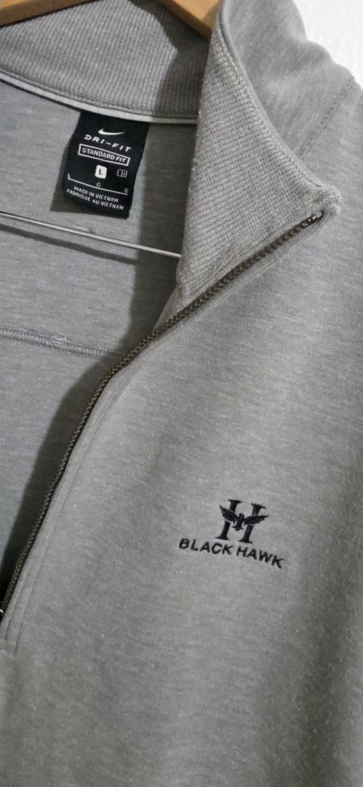 Nike 1/4 Zip Pullover Jacket Mens Sz L Therma Fit Dri-Fit Golf Black Hawk Gray gallery