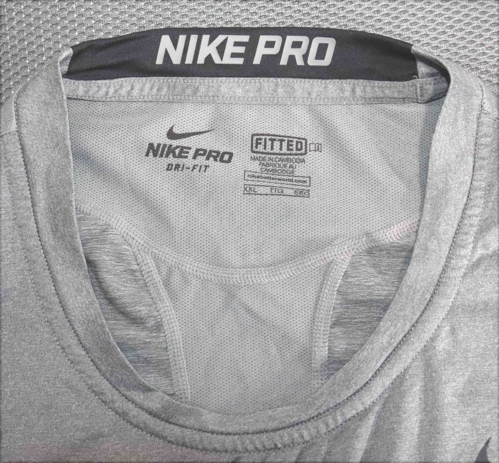 Nike Pro Dri-FIT Gray Fitted Long Sleeve Athletic Shirt 703110-091 Mens XL gallery