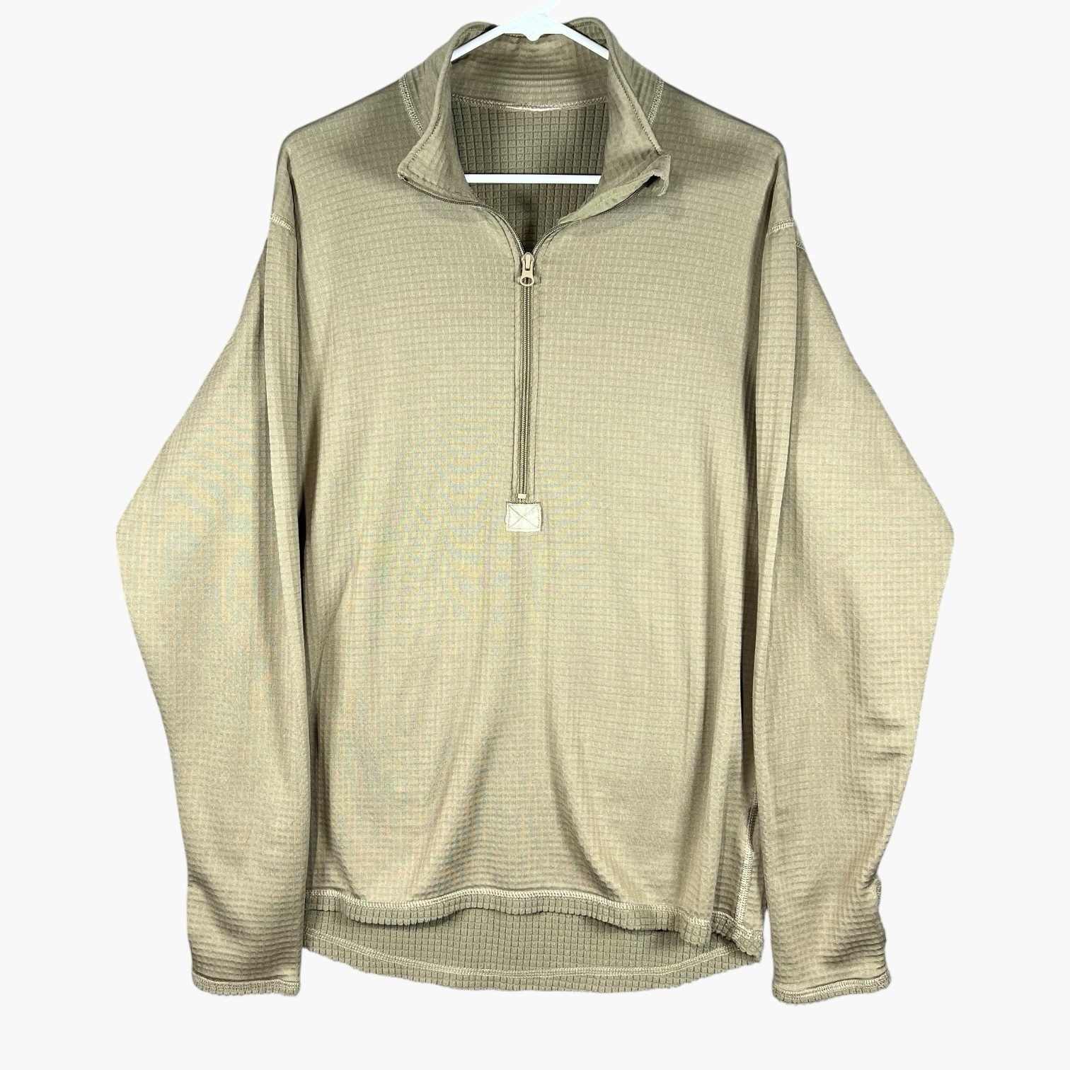 US Army Mid Weight Cold Weather Shirt M Polartec Waffle Thermal Khaki (no tag) gallery