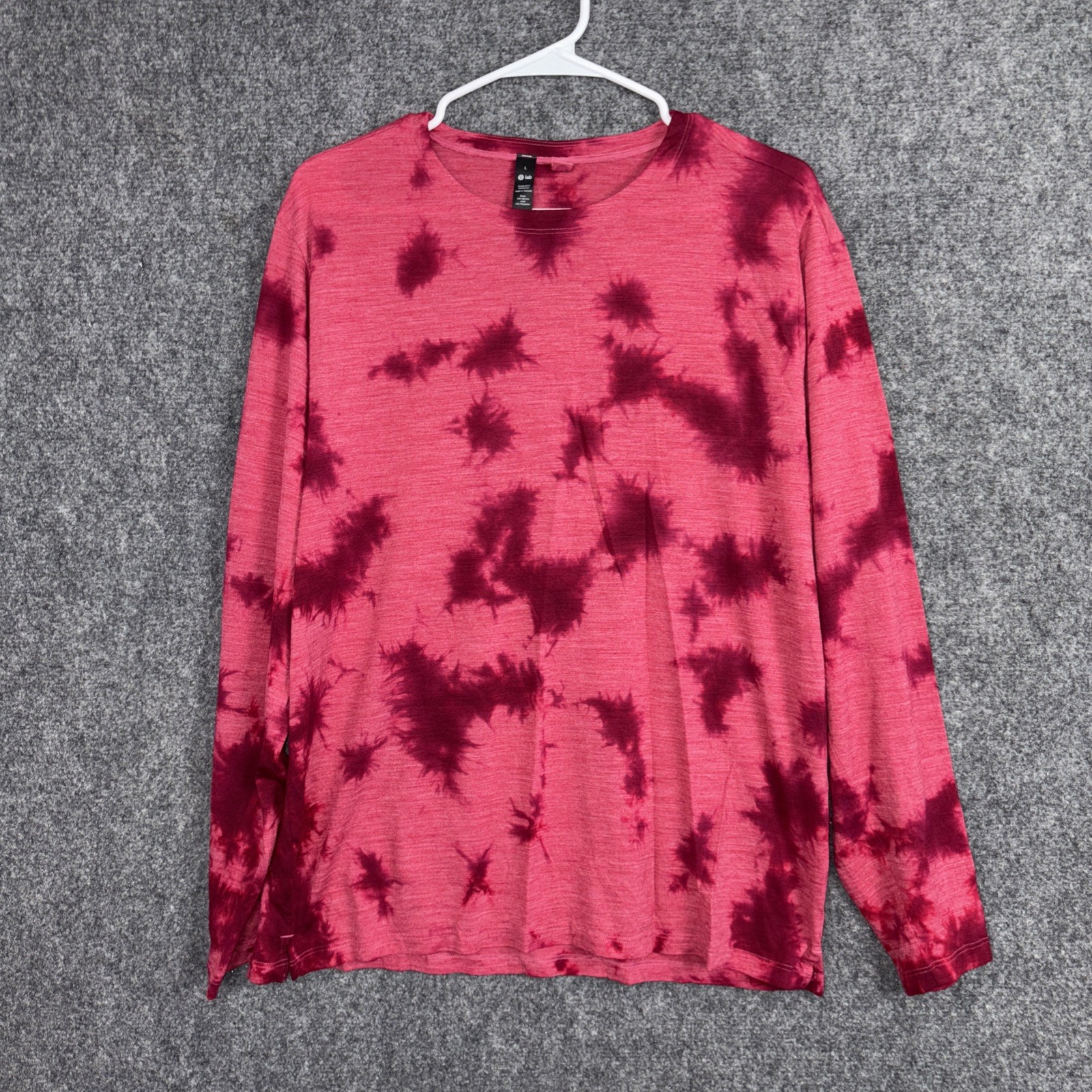 Lululemon Lab Mimic Shirt Mens L Pink Dragonfuit Wild Berry Tie Dye Wool Blend gallery
