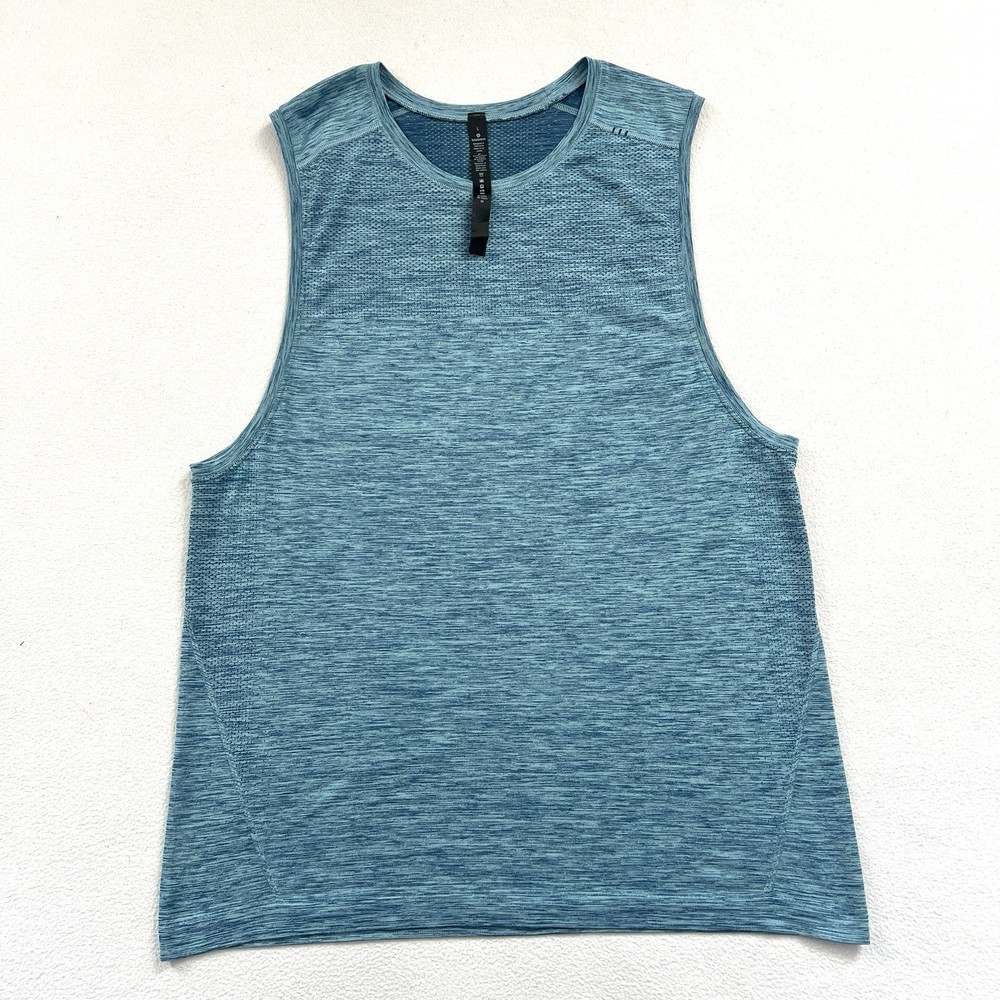 Lululemon Men Poseidon Hydra Blue Metal Vent Tech Sleeveless Muscle Tank Top L