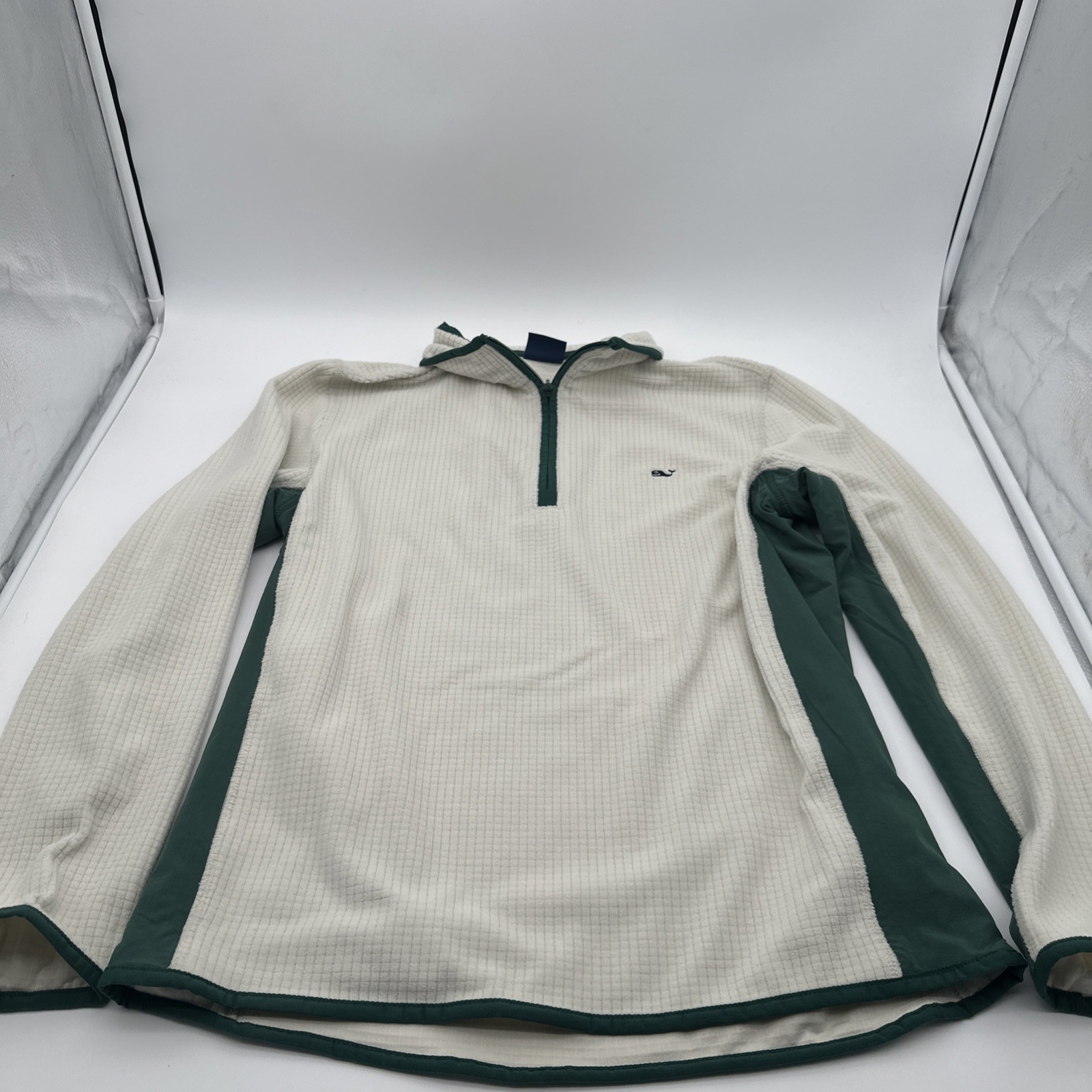 Vineyard Vines Pullover Mens M Quarter Zip Square Green Cream Black Whale gallery