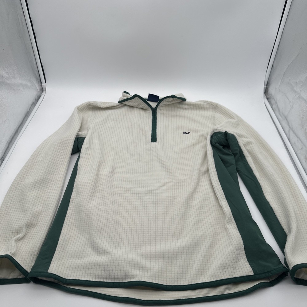 Vineyard Vines Pullover Mens M Quarter Zip Square Green Cream Black Whale