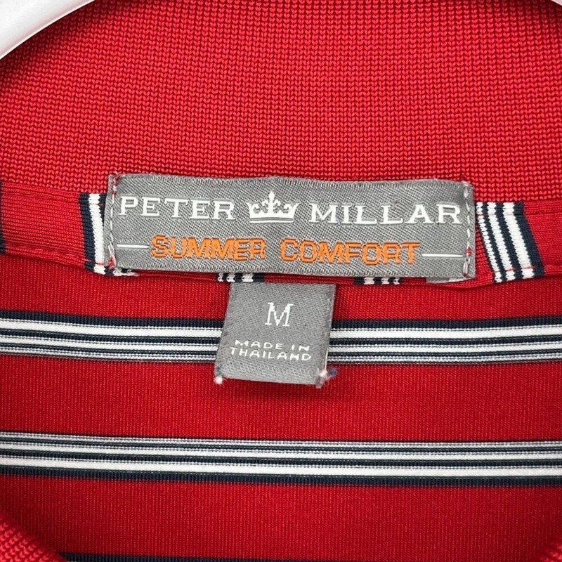 Peter Millar Southern Comfort Polo Mens Medium Striped Golf Humming Bird Preppy gallery