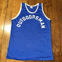 Vtg 70s Basketball Jersey Outdoorsman Large Blue White Made USA