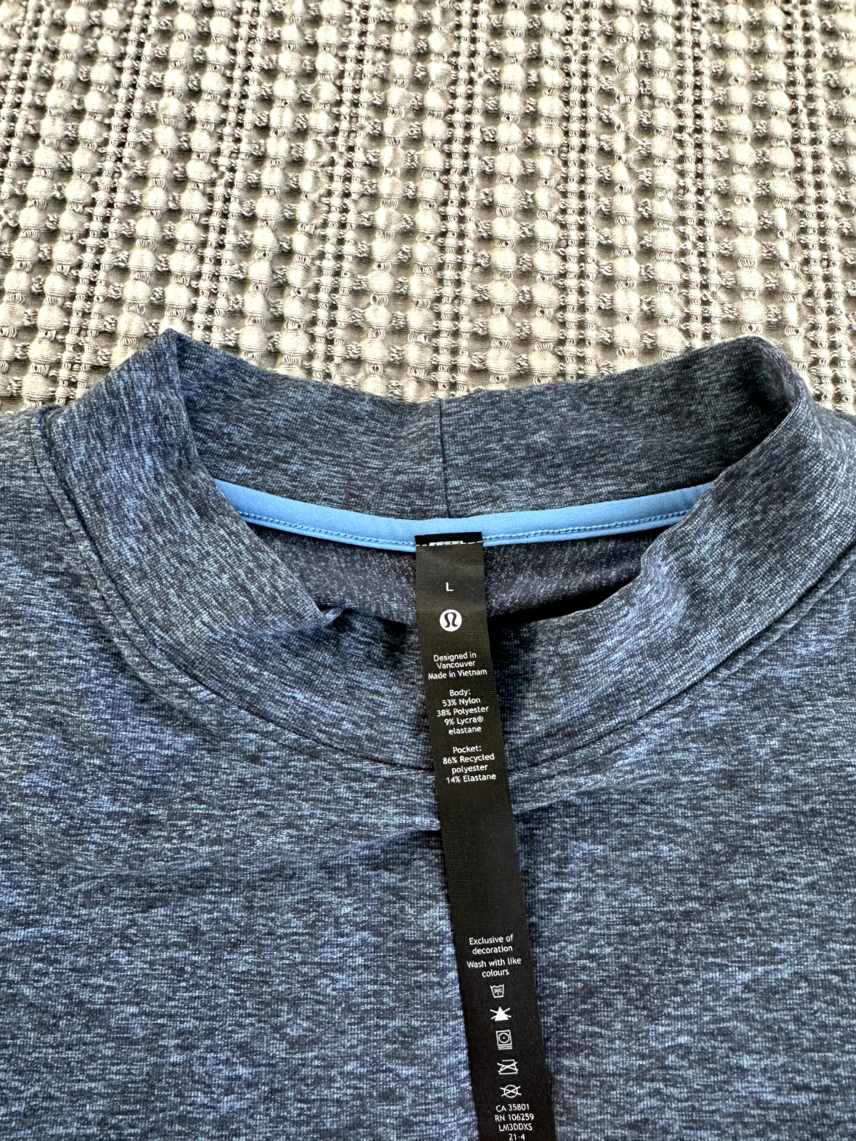 NWT Men's LULULEMON Rulu Mock Neck Long Sleeve Heathered Blue Nile Size Large gallery
