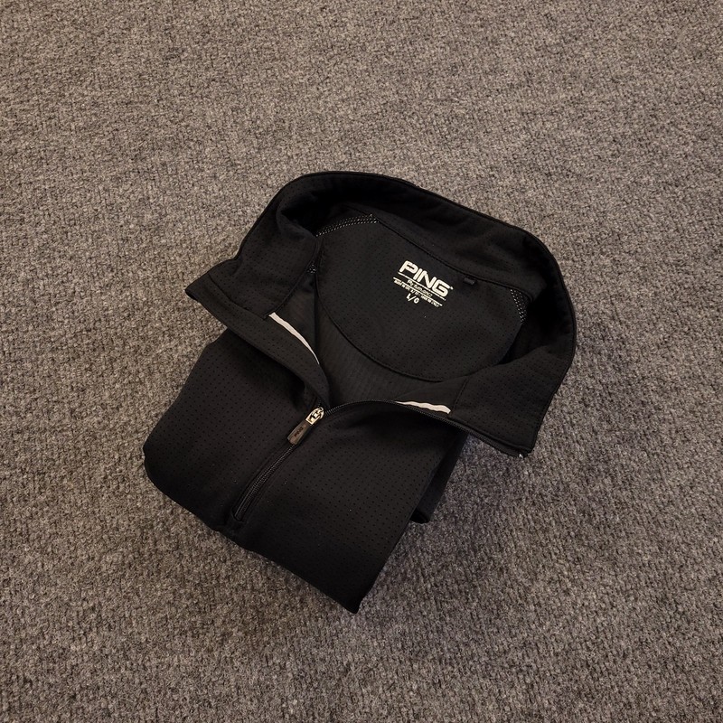 Ping Performance Golf Jacket Mens L Black 1/4 Zip Perforation Pattern Softshell gallery