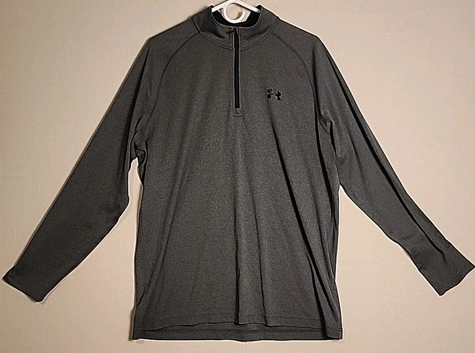 Under Armour Men’s LS 1/4 Zip Pullover Dark Gray Polyester - Lightweight XL