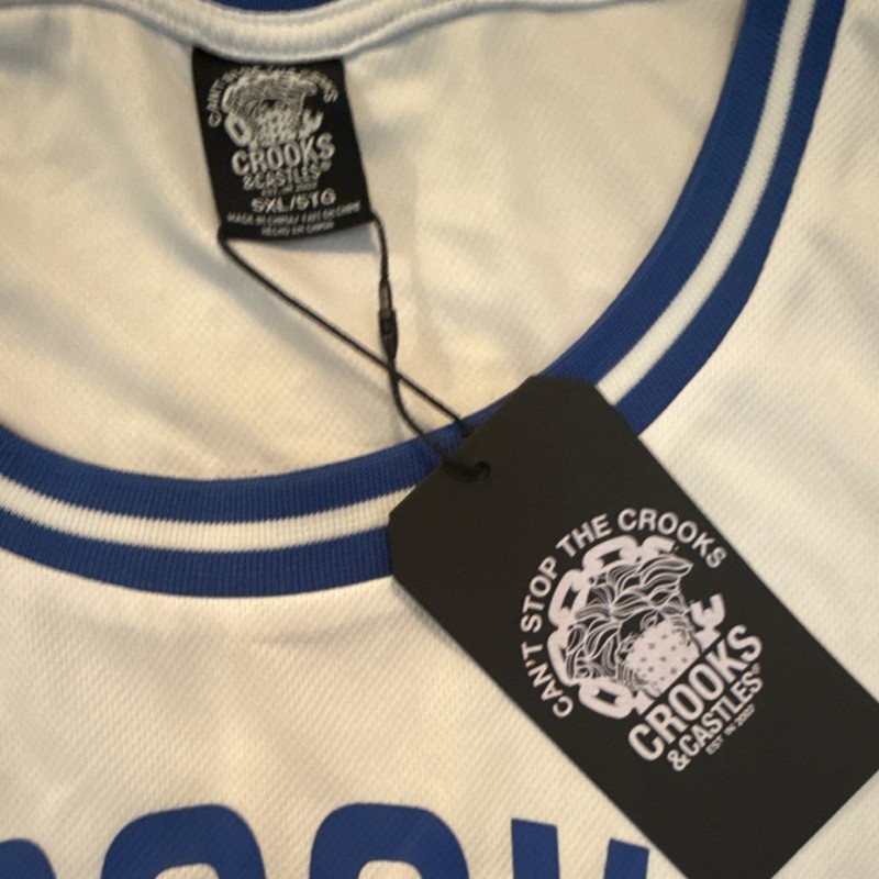 Crooks & Castles 5XL Basketball Jersey Tank Sleeveless Graphic Print White Blue gallery
