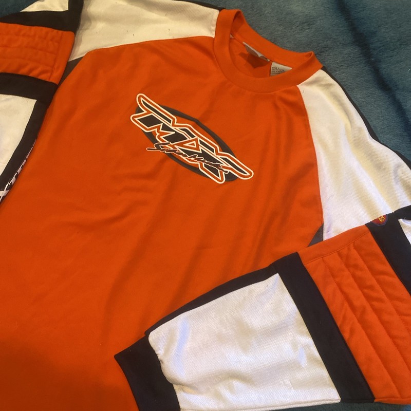 Vintage TX Orange Motorcross Jersey Longsleeve Distressed Men’s Size Large gallery