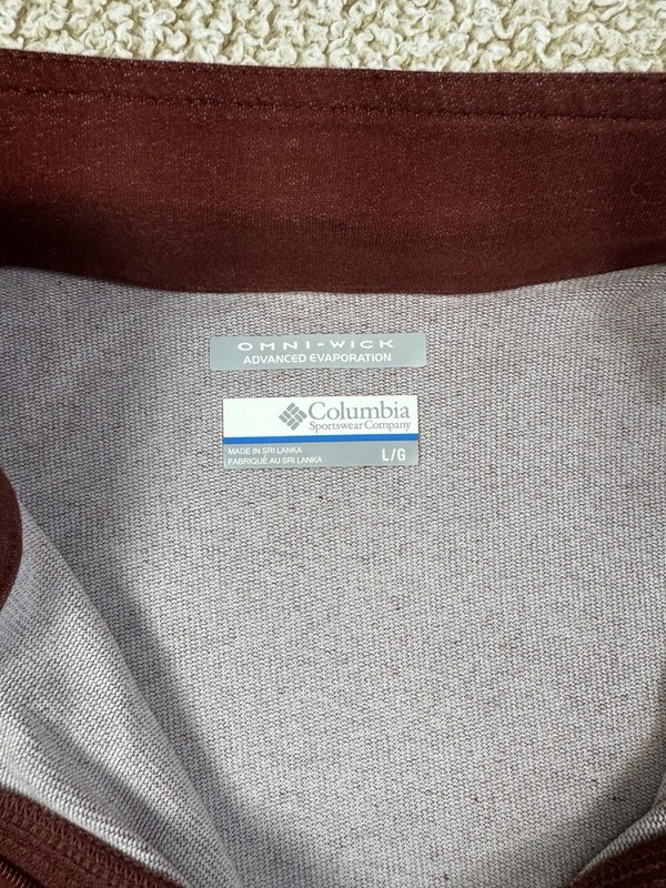 Columbia Omni Wick Mens 1/4 Zip Pullover Stretch Maroon Red Outdoor Light gallery