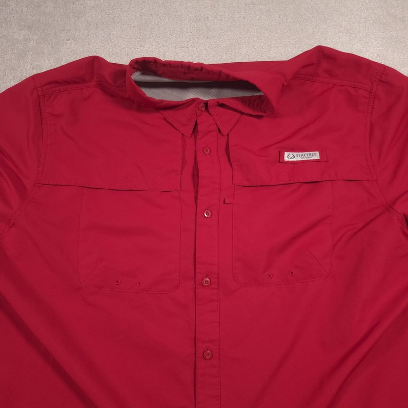 Realtree Fishing Shirt Mens 3XL Red Long Sleeve Button Front Vented Quick Dry gallery