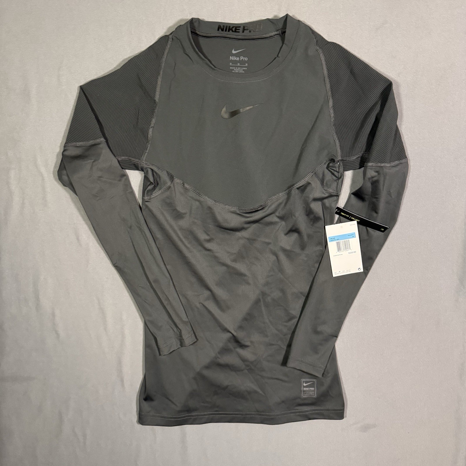 Nike Pro Mens HyperCompression LS Training Shirt M charcoal 646372-060 $110 gallery