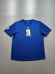 Under Armour Men Athletic T Shirt L Blue Lacrosse S Logo Training Performance