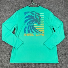 Reel Life Shirt Mens Large Green Long Sleeve Lightweight Fishing Outdoor Casual