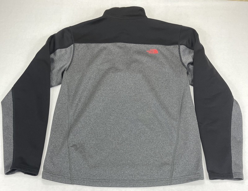 North Face Mens 1/4 Zip Mock Neck Polyester Black Gray Red Pullover Medium gallery