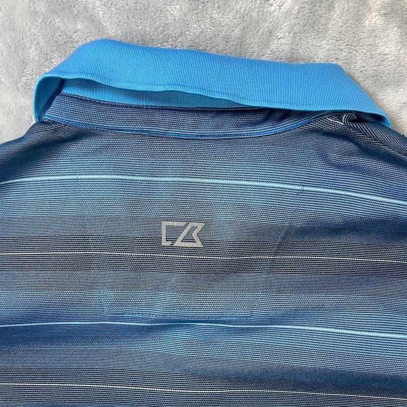 Cutter Buck Polo Shirt Men's Size L Blue CB DryTec Summit Chase Coutry Club gallery