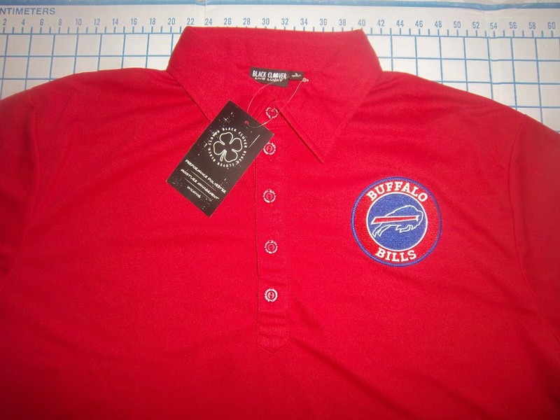 MENS LARGE RED BLACK CLOVER BILLS ADORNED POLO SHIRT - NWT gallery