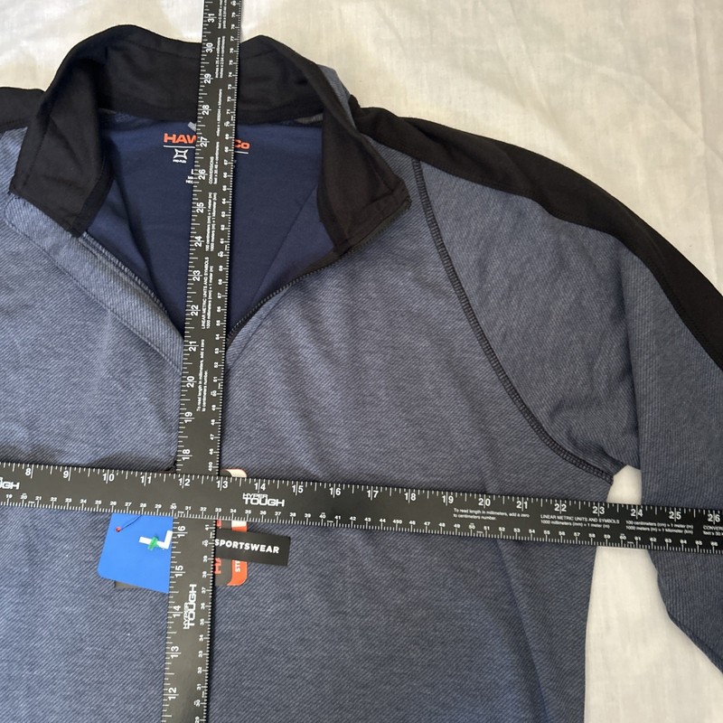 HAWKE & Co Men's Stretch Pullover dark blue Mock Neck Zip Long Sleeve Size L gallery