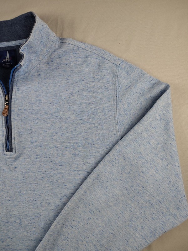 Johnnie-O Quarter Zip Pullover Sully Mens L Light Blue Heather Sweatshirt *Read gallery