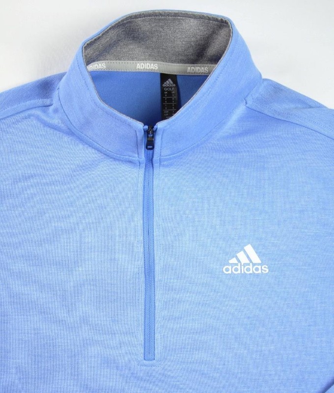 Adidas Elevated Mens Pullover Shirt S 1/4 Zip Long Sleeve Mock Neck Blue $70 NEW gallery