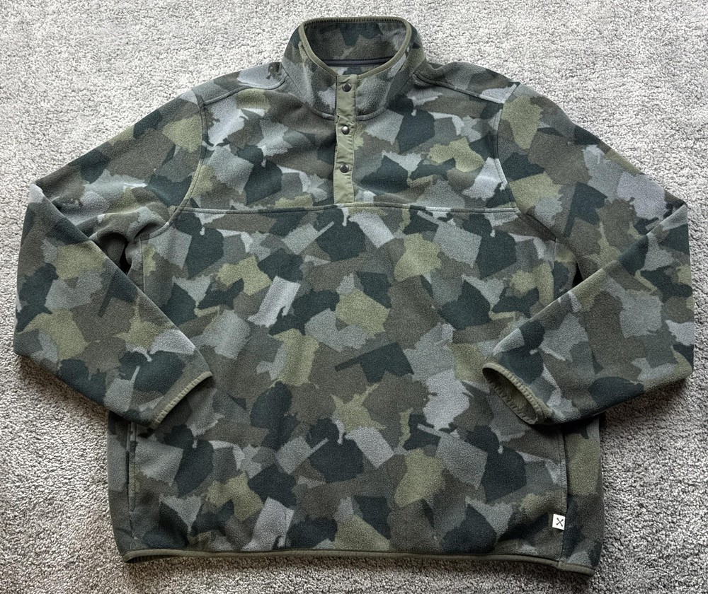 Blake Shelton Lands' End Fleece Pullover Mens 2XL Camo Snap Mock Neck