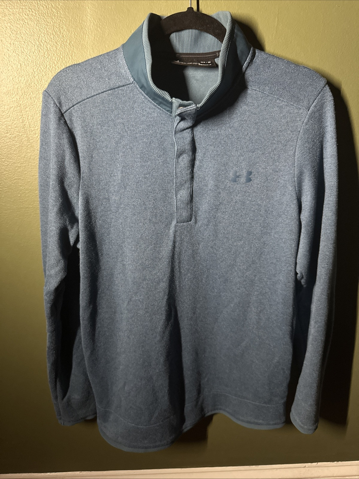 UNDER ARMOUR MEN'S STORM SWEATER FLEECE HEATHER SNAP MOCK SHIRT BLUE Medium gallery