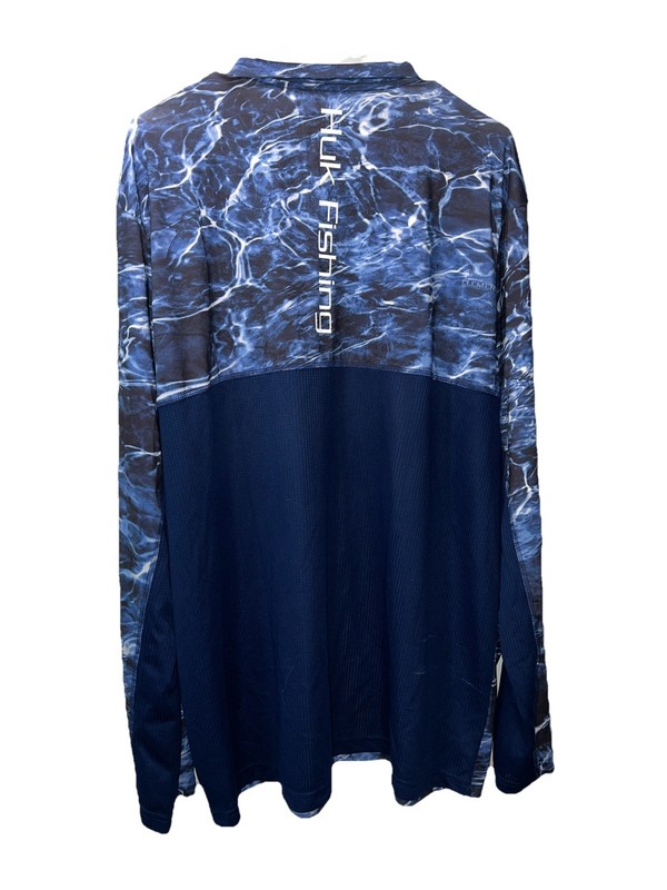 Huk Shirt Men's XL Blue Mossy Oak Elements Aqua Long Sleeve 1/4 Zip Fishing gallery