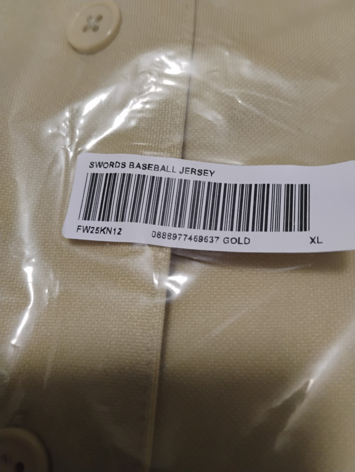 Supreme Swords Baseball Jersey Size XL Gold/Purple FW25 gallery